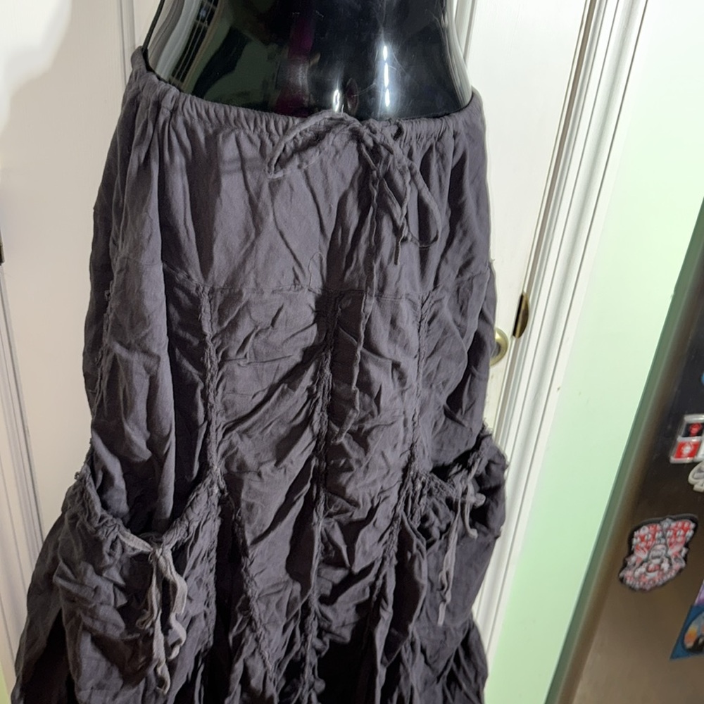 Sweet Sinammon Black Raw Edge Witch Wench Ren Faire Maxi Skirt With Pockets M - Picture 2 of 13